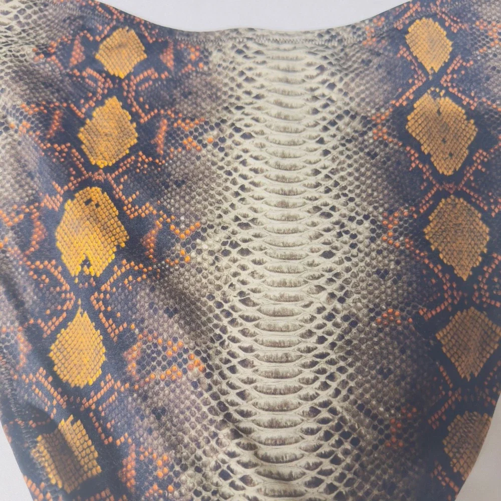 Skims High Leg Bikini Bottom Brown Desert Snake Print Swim Stretch Size 4X NWT